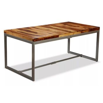 Mesa De Comedor De Madera Maciza De Sheesham Y Acero 180 Cm Marrón