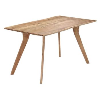 Mesa De Comedor De Madera Maciza De Acacia 140x80x76 Cm Marrón