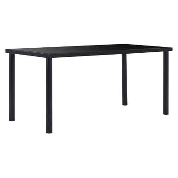 Mesa De Comedor De Vidrio Templado Negro 160x80x75 Cm