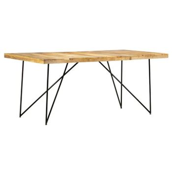 Mesa De Comedor De Madera Maciza De Mango 180x90x76 Cm Marrón