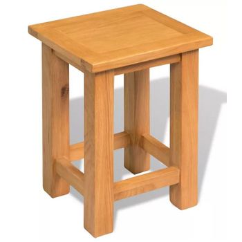 Mesa Auxiliar De Madera Maciza De Roble 27x24x37 Cm Marrón