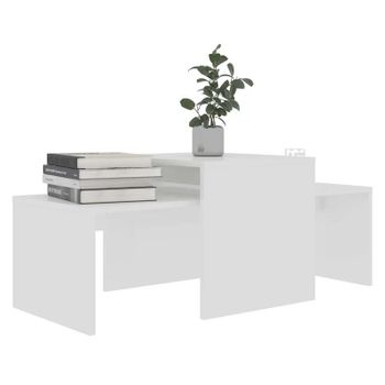 Mesa De Centro Madera Contrachapada Blanco Brillo 100x48x40 Cm