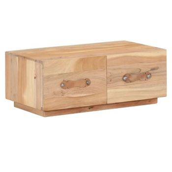 Mesa De Centro De Madera Maciza Reciclada 90x50x35 Cm Marrón