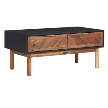 Mesa De Centro De Madera Maciza De Acacia Y Mdf 90x50x40 Cm Marrón