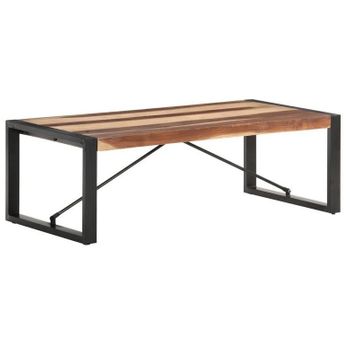 Mesa De Centro De Madera Maciza Acabado De Sheesham 120x60x40cm Marrón