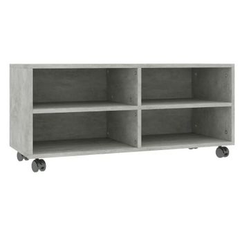 Mueble De Tv Con Ruedas Contrachapada Gris Hormigón 90x35x35 Cm