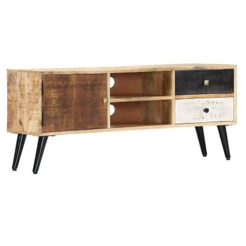 Mueble Para Tv De Madera Maciza De Mango 115x30x47 Cm Marrón