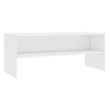 Mueble De Tv Madera Contrachapada Blanco Brillante 100x40x40 Cm