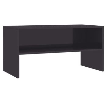 Mueble De Tv Madera Contrachapada Gris Brillante 80x40x40 Cm