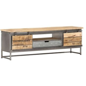 Mueble Para Tv De Madera Maciza De Mango 120x30x40 Cm Gris