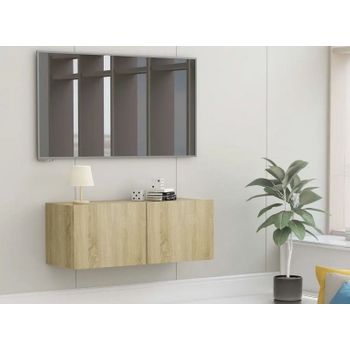 Mueble Para Tv Madera Contrachapada Color Roble 80x30x30 Cm