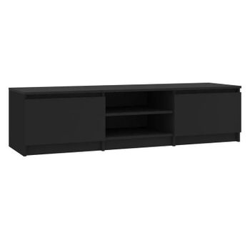 Mueble De Tv Madera Contrachapada Negro 140x40x35,5 Cm