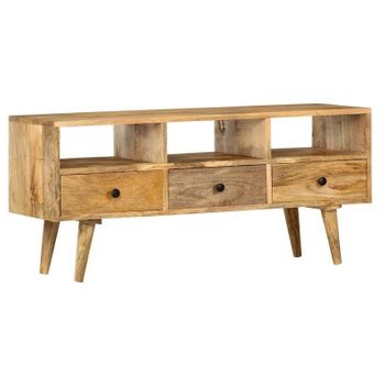 Mueble Para Tv De Madera Maciza De Mango 110x36x50 Cm Marrón