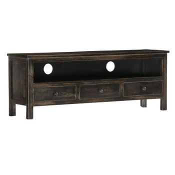 Mueble Para Tv De Madera Maciza De Mango Negro 120x30x45 Cm