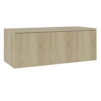 Mueble De Tv Madera Contrachapada Color Roble 80x34x30 Cm Marrón