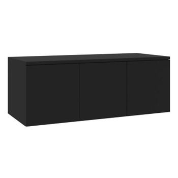 Mueble Para Tv Madera Contrachapada Negro 80x34x30 Cm