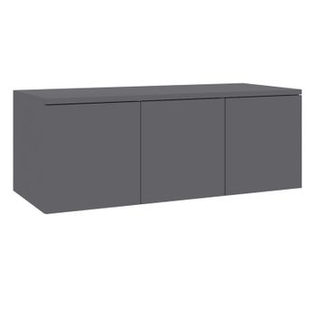 Mueble Tv Madera Contrachapada Gris Brillante 80x34x30 Cm