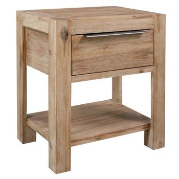 Mesita De Noche Con Cajón Madera Acacia Maciza 40x30x48 Cm Marrón