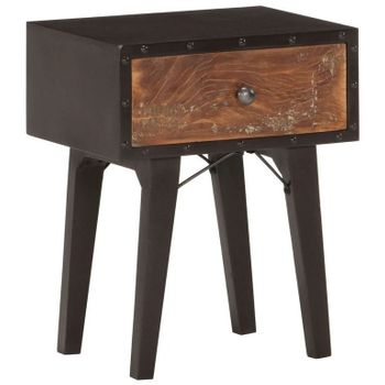 Mesita De Noche De Madera Maciza Reciclada 40x30x50 Cm Negro