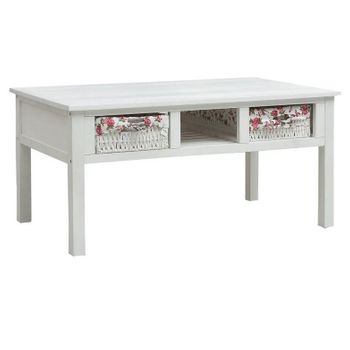 Mesa De Centro De Madera Blanco 99,5x60x48 Cm