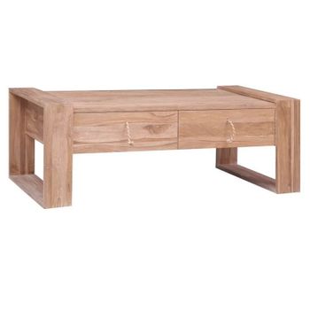 Mesa De Centro De Madera Maciza De Teca 110x60x40 Cm Marrón