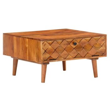 Mesa De Centro De Madera Maciza De Acacia 68x68x38 Cm Marrón