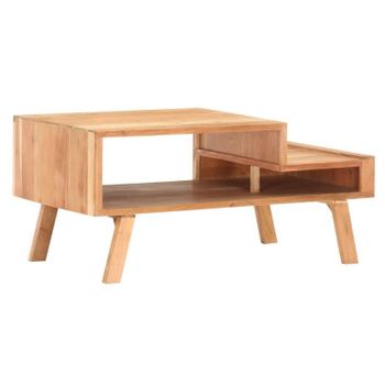 Mesa De Centro De Madera Maciza De Acacia 100x50x45 Cm Marrón