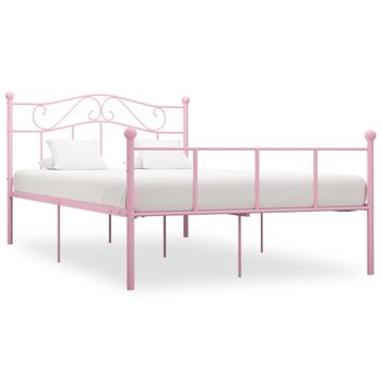 Estructura De Cama De Metal Rosa 160x200 Cm