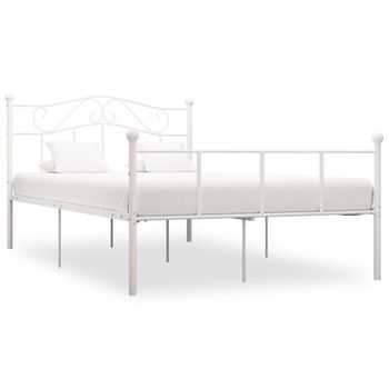 Estructura De Cama De Metal Blanco 140x200 Cm