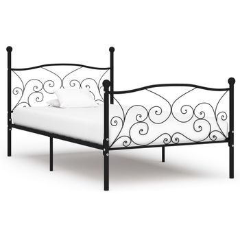 Estructura De Cama Con Somier Metal Negro 90x200 Cm