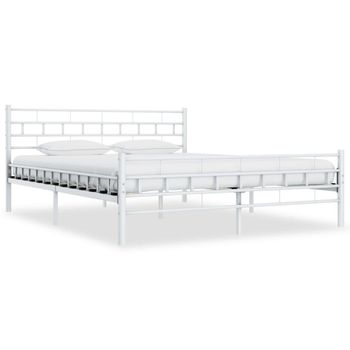 Estructura De Cama De Metal Blanco 140x200 Cm