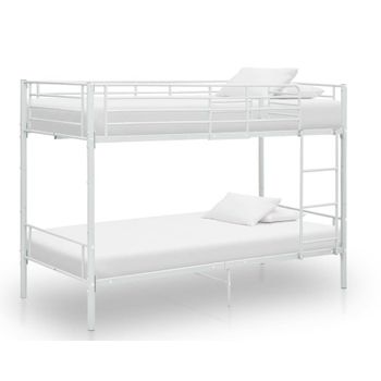 Cama Litera De Metal Blanca 90x200 Cm