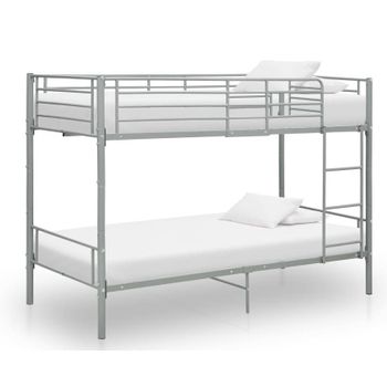 Cama Litera De Metal Gris 90x200 Cm