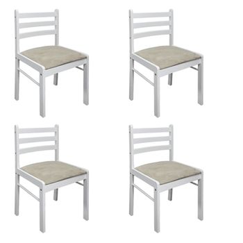 Sillas De Comedor 4 Uds Madera Maciza Caucho Terciopelo Blanco