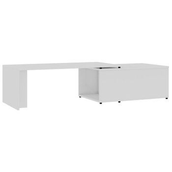 Mesa De Centro Madera Contrachapada Blanco Brillo 150x50x35 Cm