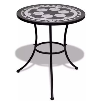 Mesa De Bistro Terraza Mosaico Negro Y Blanco 60 Cm