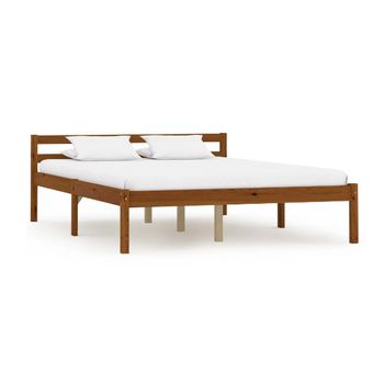 Estructura De Cama Madera Maciza Pino Marrón Miel 140x200 Cm