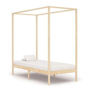 Estructura De Cama Con Dosel Madera Maciza De Pino 100x200 Cm Marrón