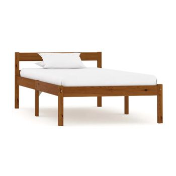 Estructura De Cama Madera Maciza Pino Marrón Miel 100x200 Cm