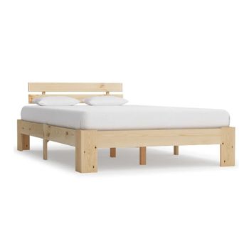 Estructura De Cama De Madera Maciza De Pino 140x200 Cm Marrón