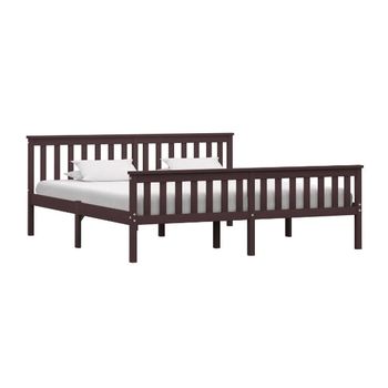 Estructura De Cama Madera Maciza Pino Marrón Oscuro 180x200 Cm