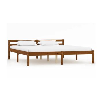 Estructura De Cama Madera Maciza Pino Marrón Miel 160x200 Cm