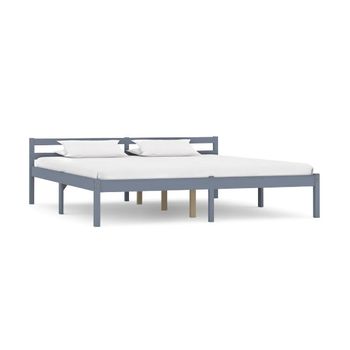 Estructura De Cama De Madera Maciza De Pino Gris 160x200 Cm