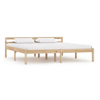 Estructura De Cama De Madera Maciza De Pino 180x200 Cm Marrón