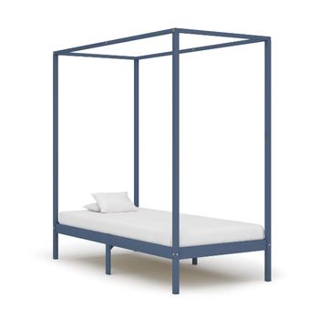 Estructura De Cama Con Dosel Madera Maciza Pino Gris 90x200 Cm