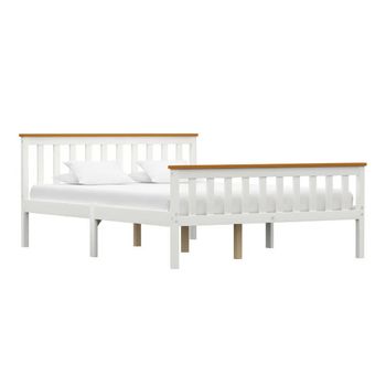 Estructura De Cama De Madera De Pino Maciza Blanca 140x200 Cm