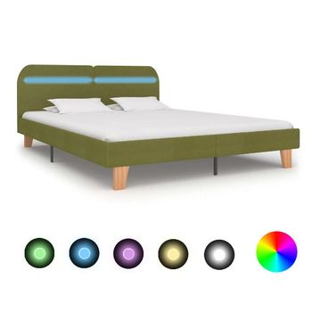 Estructura De Cama Con Led Tela Verde 180x200 Cm