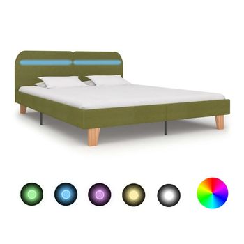 Estructura De Cama Con Led Tela Verde 160x200 Cm