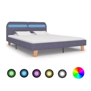 Estructura De Cama Con Led Tela Gris Claro 160x200 Cm