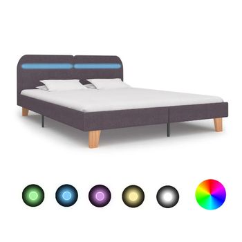 Estructura De Cama Con Led Tela Gris Topo 160x200 Cm